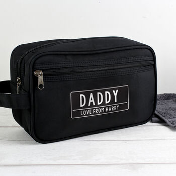 Personalised Any Message Black Wash Bag For Him, 4 of 4