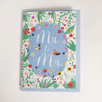 Two Ducks Floral Wedding Card, 10 of 12