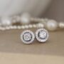 Sterling Silver Cz Halo Earrings, thumbnail 1 of 5