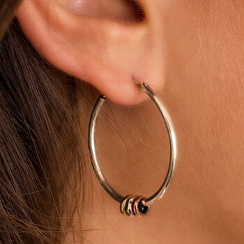 Maharani Spin And Wish Silver Hoop Earrings, 2 of 7
