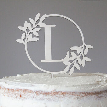 Personalised Floral Wreath Initial Wedding Cake Topper, 3 of 4