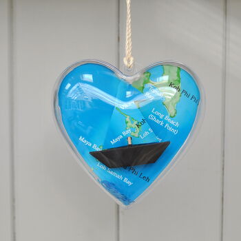 Personalised Map Sail Boat Message Heart, 12 of 12