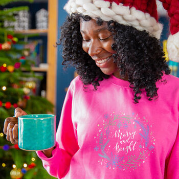 'Merry And Bright' Wreath Sweatshirt Jumper, 2 of 10