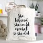 'She Believed She Could' Crochet Tote, thumbnail 2 of 3