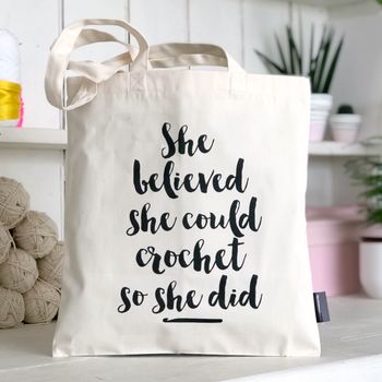 'She Believed She Could' Crochet Tote, 2 of 3