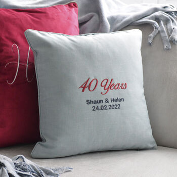 Personalised Ruby Anniversary Embroidered Cushion, 2 of 8