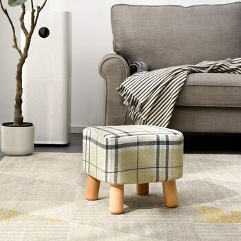 Wooden Footstool Ottoman Pouffe Padded Stool Chair, 2 of 12
