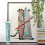 Meerkat Cleaning Teeth. Funny Animal Bathroom Poster, thumbnail 1 of 6