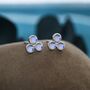 Moonstone Trio Stud Earrings In Sterling Silver, thumbnail 1 of 10