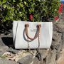 Personalised White Brown Large Chain Tote Beach Bag, thumbnail 1 of 7