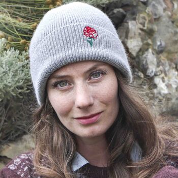 Birthday Flower Cashmere Wool Womens Beanie Hat Gift, 5 of 9