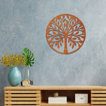 Round Abstract Tree Metal Wall Art Contemporary Decor, 7 of 11