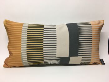Combed Stripe Cushion, Mustard + Graphite, 5 of 5