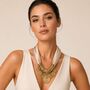 Bold Statement Gold Coin Charm Necklace With Satin Tie Closure, thumbnail 1 of 5