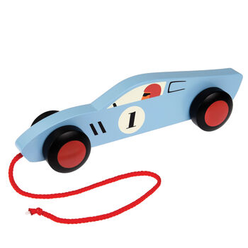 Red Or Blue Vintage Racing Car Pull Toy, 5 of 5