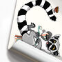 Ring Tailed Lemur Cleaning Teeth, Monkey Bathroom Art, thumbnail 7 of 7