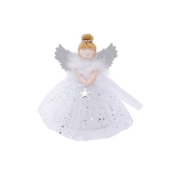 Small Light Up Silver Angel Christmas Tree Topper, 2 of 5