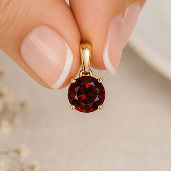 Personalised 9ct Yellow Gold Garnet Pendant Necklace: January Birthstone Gift – 5mm, 3 of 12
