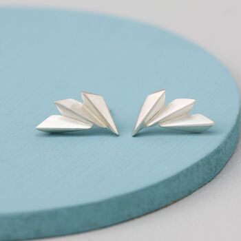 Sterling Silver Fan Climber Earrings, 3 of 9