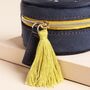 Navy Narwhal Spirit Animal Velvet Round Travel Jewellery Case, thumbnail 3 of 4