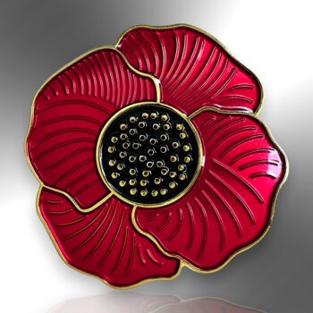 Red Remembrance Poppy Flower Lapel Pin, 3 of 8