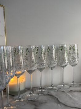 Personalised Hand Painted Champagne Flute – Bridesmaid Gift With Wedding Bouquet And Name, 8 of 9