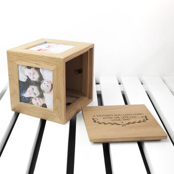 Personalised Mother's Love Oak Photo Cube, 6 of 11