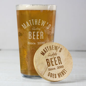 Beer Gifts For Him Pint Glass, Coaster And Opener, 8 of 9