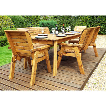 Eight Seater Rectangular Garden Table Set With Benches, 2 of 7