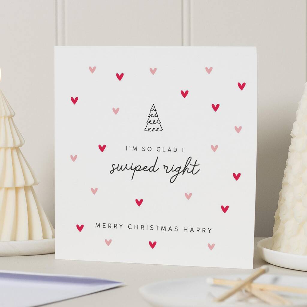 Personalised Swiped Right Christmas Card For Boyfriend, 1 of 7