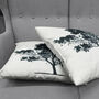 White Cushion Cover With Black Tree Minimalist Design, thumbnail 4 of 7