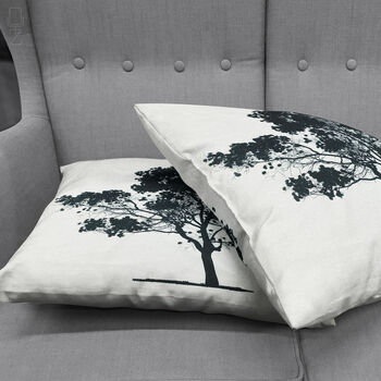 White Cushion Cover With Black Tree Minimalist Design, 4 of 7