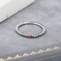 Sterling Silver Skinny Rainbow Crystal Pave Ring, thumbnail 7 of 12