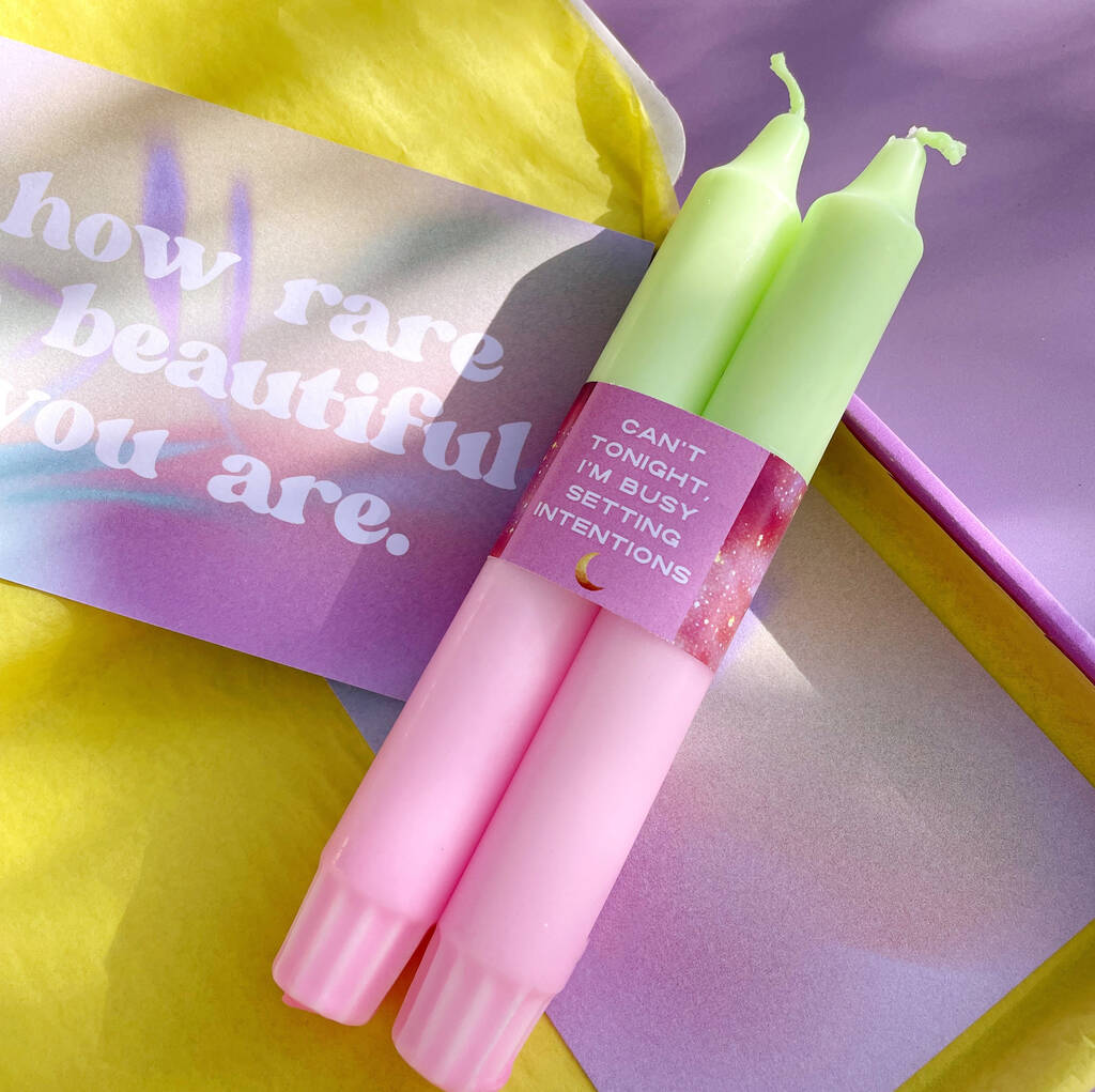 Good Intentions Neon Dinner Candle Gift By Lucent Studios