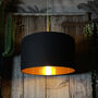 Jet Black Cotton Lampshade With Copper Foil Lining, thumbnail 2 of 6