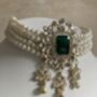 Emerald Green Gold Plated Kundan And Pearl Choker Set, thumbnail 7 of 10