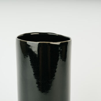 Large Cylinder Handmade Stoneware Vase In Ink Black, 3 of 3