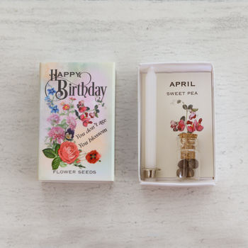 April Birth Flower Sweet Pea Seeds And Birthday Candle, 3 of 8