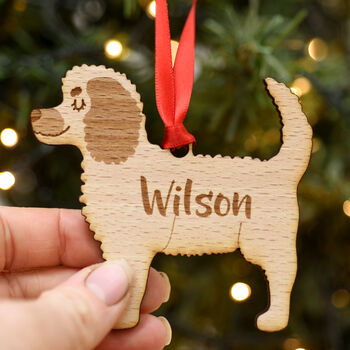 Personalised Cockapoo Wooden Christmas Dog Decoration, 4 of 4