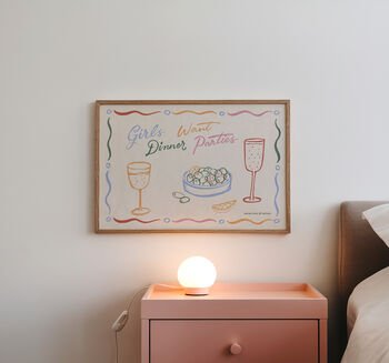 Girls Want Dinner Parties Kitchen Art Print | Wall Art, 4 of 8