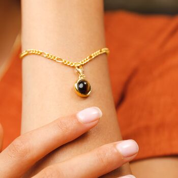 Gold Plated Healing Stone Figaro Charm Bracelet, 5 of 12