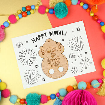 Diwali Lakshmi Finger Puppet And Colouring In Card, 2 of 4