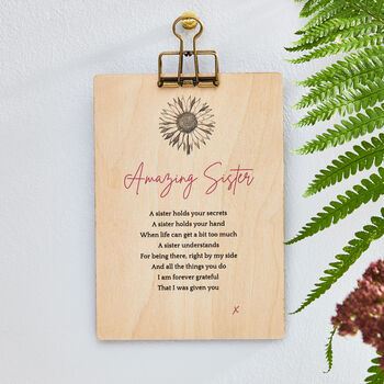 Wooden Sister Poem Print Letterbox Gift For Christmas Or Birthday, 2 of 12