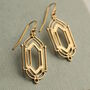 Art Nouveau Deco Gold Drop Earrings, thumbnail 1 of 7