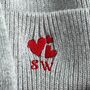 Personalised Hearts Cashmere Wool Beanie Winter Hat, thumbnail 2 of 7