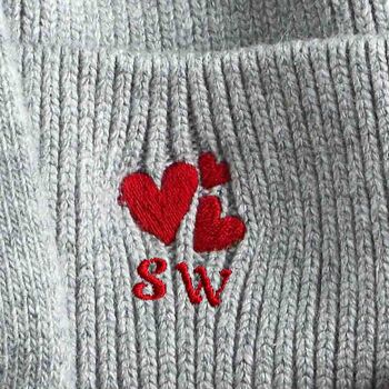 Personalised Hearts Cashmere Wool Beanie Winter Hat, 2 of 7