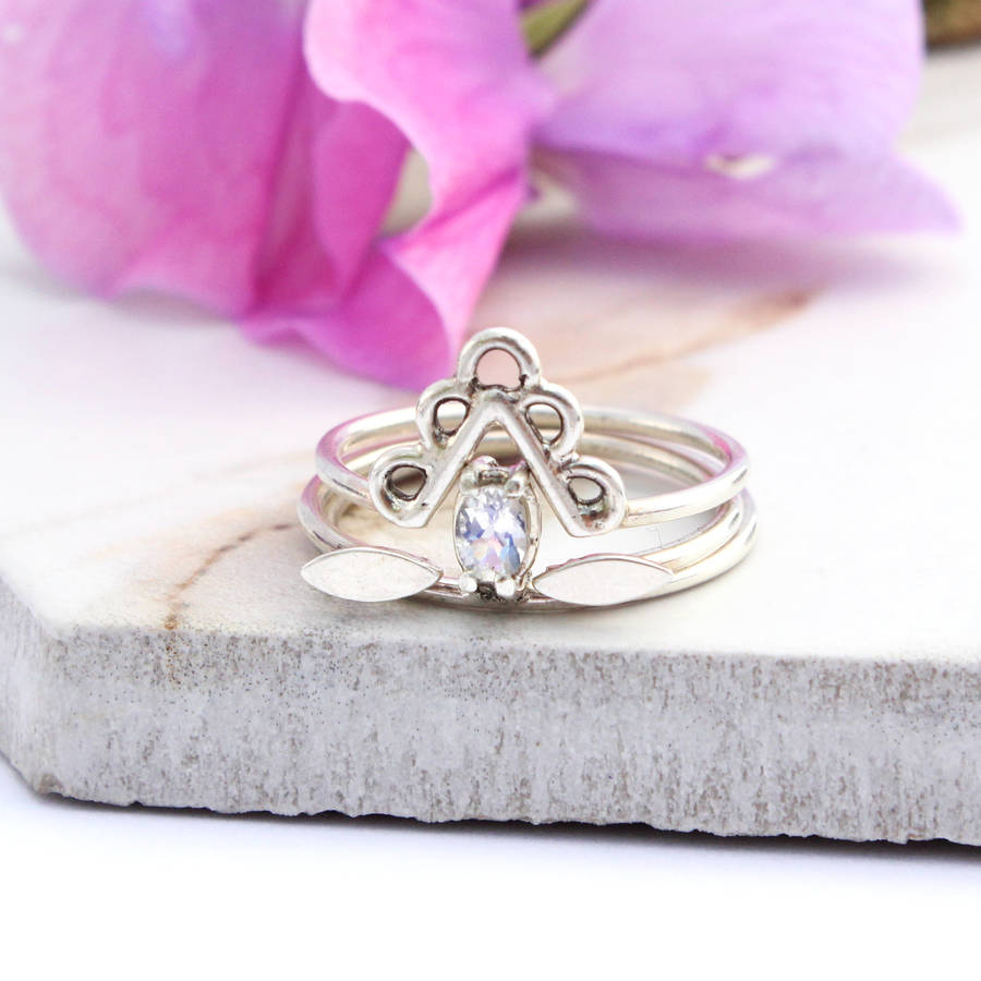 Aeneas, Dara And Vali Sterling Silver Boho Stack Rings By Amelia May