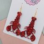 Handmade Large Red Glitter Lobster Resin Earrings, thumbnail 3 of 4