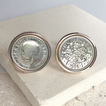 Personalised Sixpence Coin 1928 To 1967 Cufflinks, 6 of 9