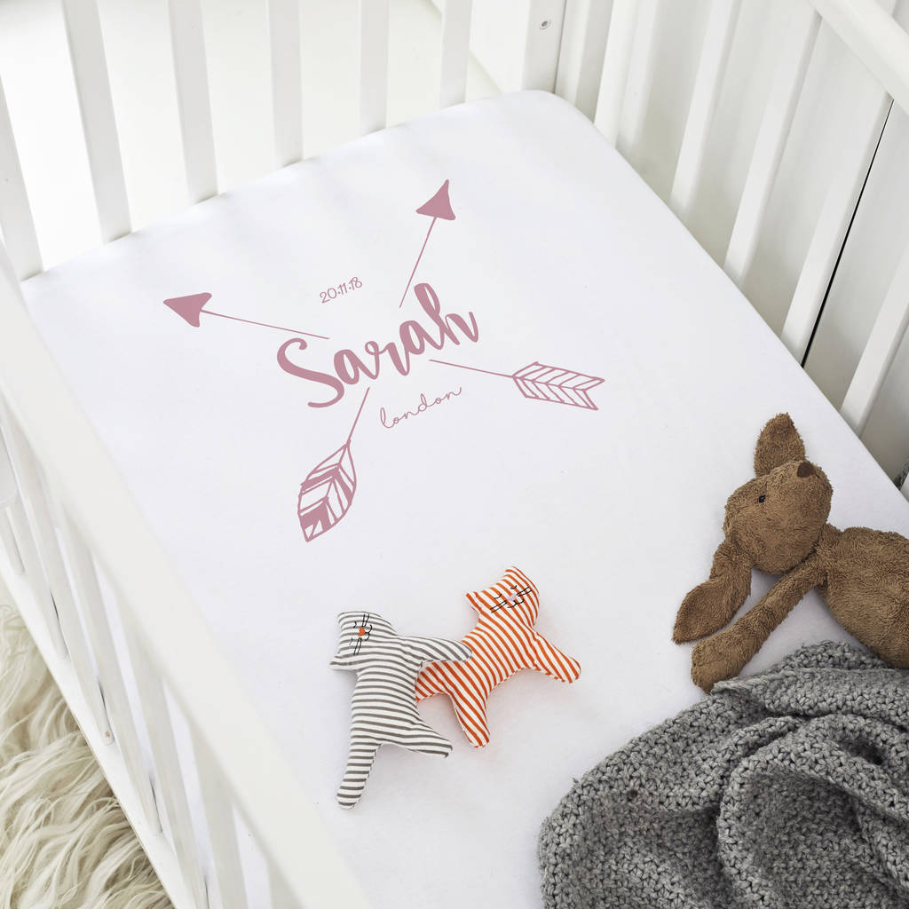 Personalised 'Arrow' Cot Sheet, 1 of 5